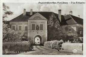 Mailberg_Schloss_Portal Mailberg, N. Ö. Schloß - Portal Jahr: 1938 9513 Verlag/Druck: Alois Wartak, Mailberg, N.Ö. gelaufen, 2 Marken 4+6 Reichspfennig